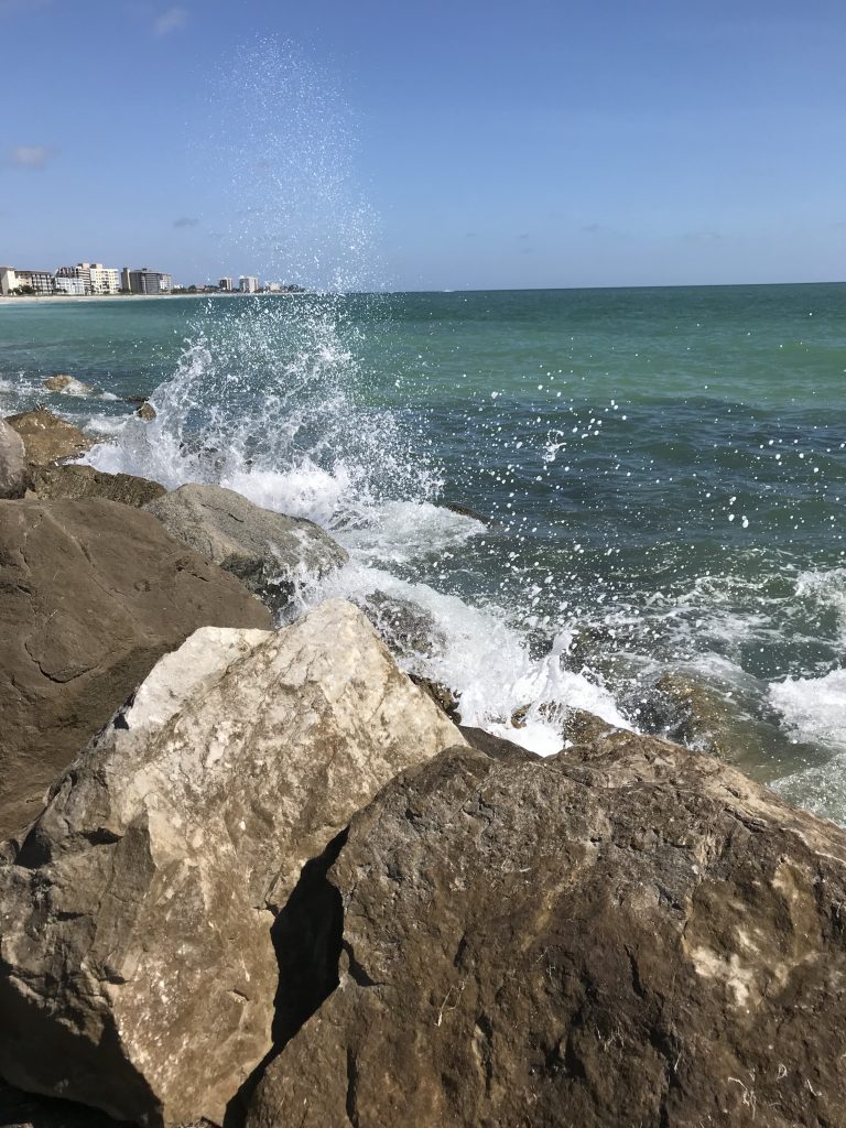 Wave crashing at South Jetty, Venice